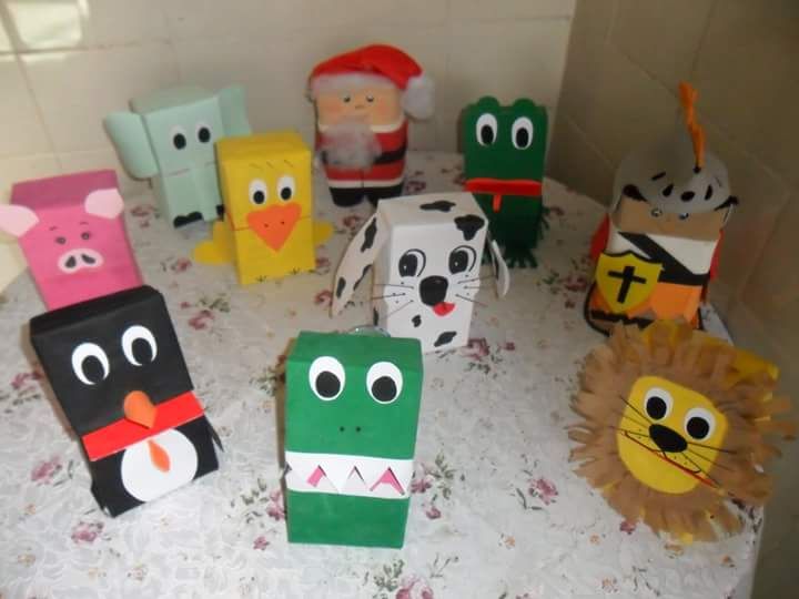 brinquedos reciclados com caixa de leite